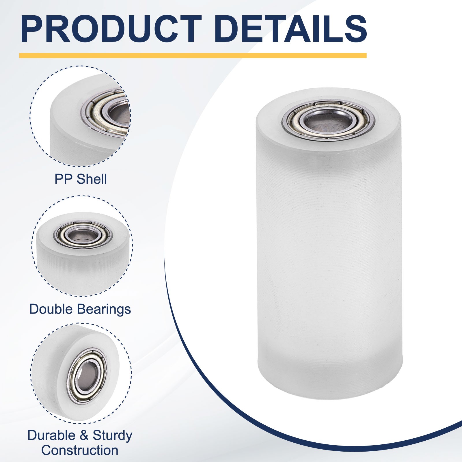 2Pcs Plastic Roller Wheel with Bearing, 15/64″x25/32″x1-37/64″ Bearing Pulley