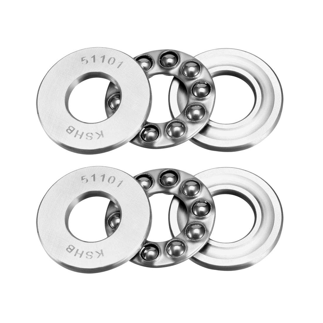 uxcell 51101 Thrust Ball Bearings 12mm x 26mm x 9mm Chrome 12mmx26mmx9mm