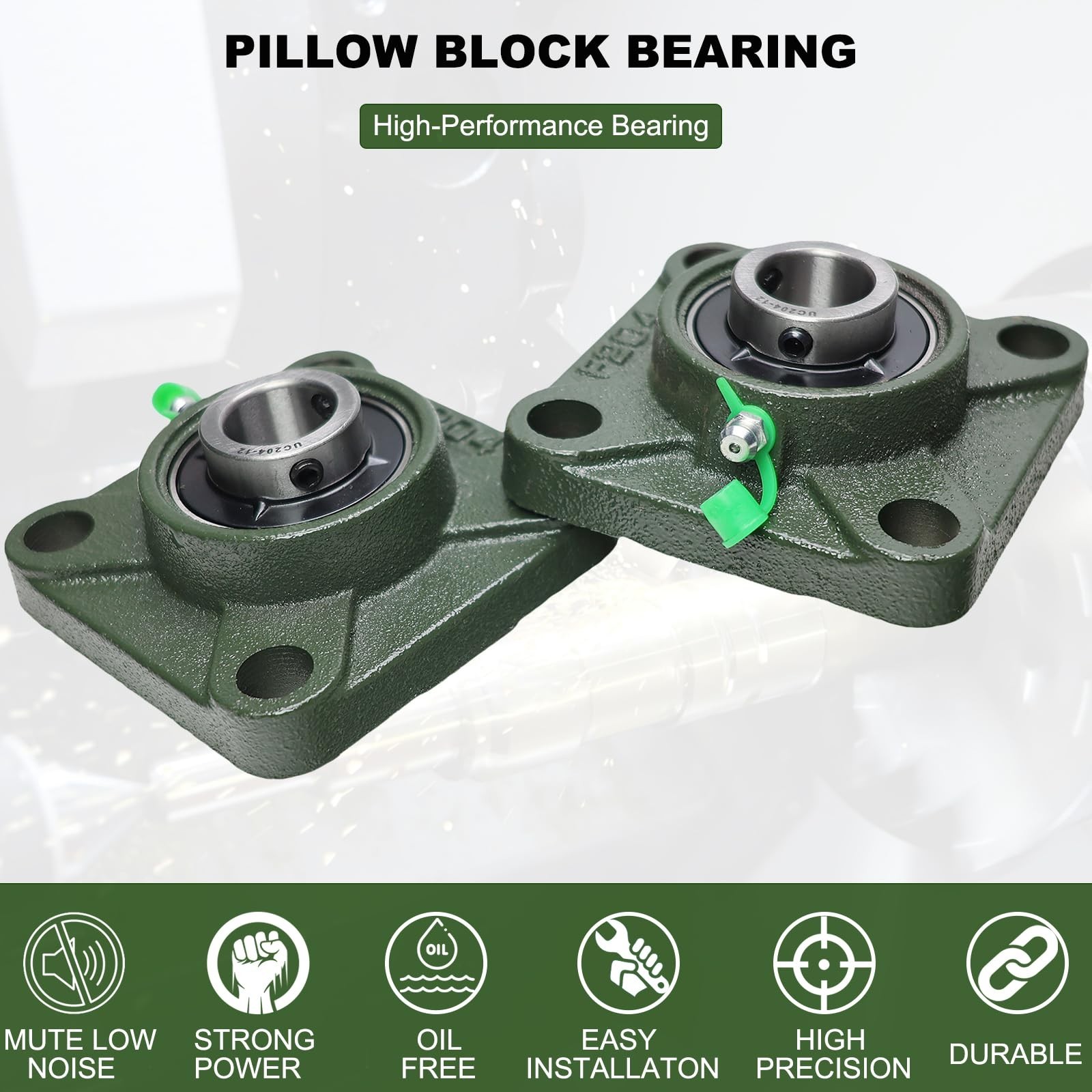 2 Pack UCF204-12 Pillow Block Bearing – Square Flange 4 Bolt Bearing – Bearin…