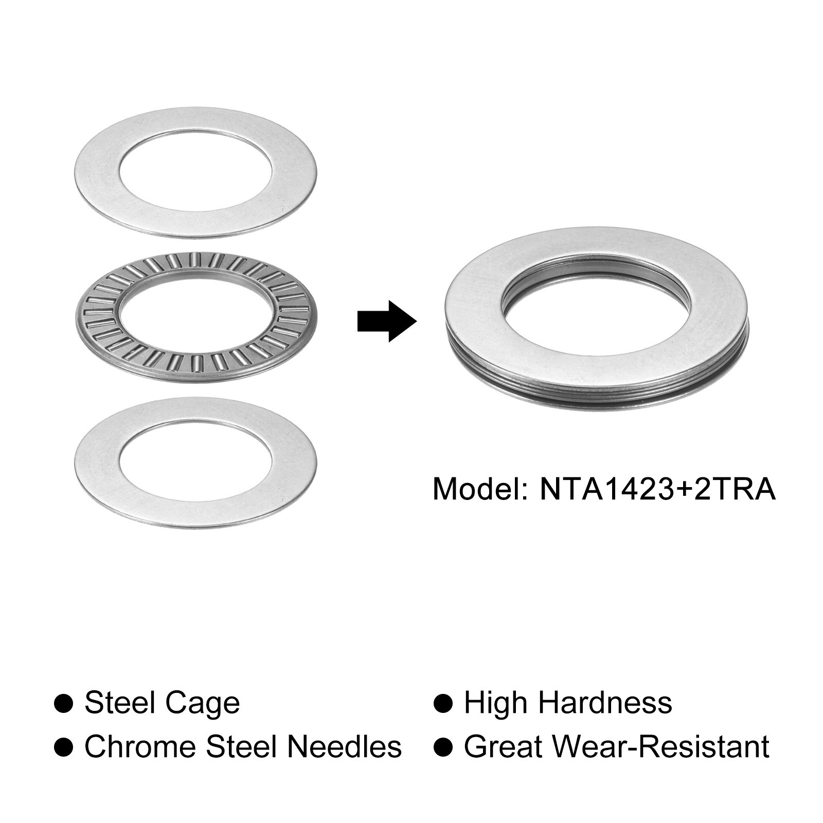10pcs NTA1423 Thrust Needle Roller Bearings 7/8″x1-7/16″x5/64″ with Washers