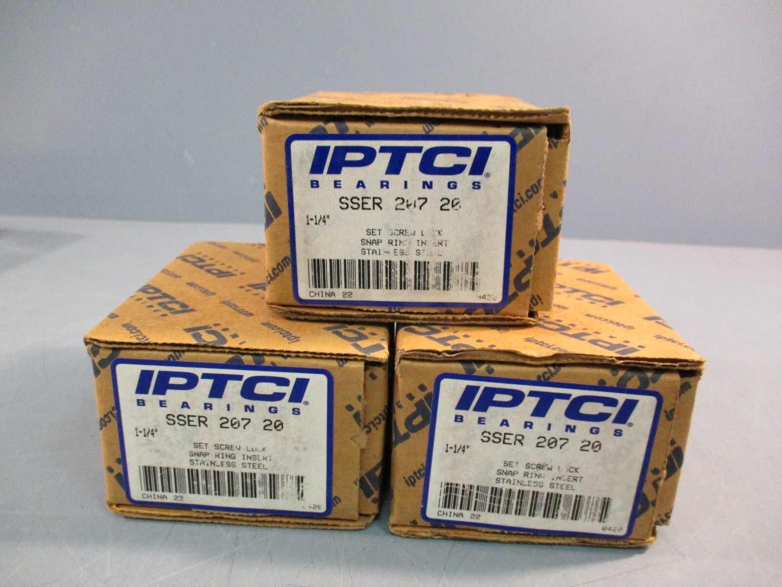 LOT OF (3) IPTCI SSER207-20 STAINLESS STEEL BALL INSERT BEARING 1-1/4″
