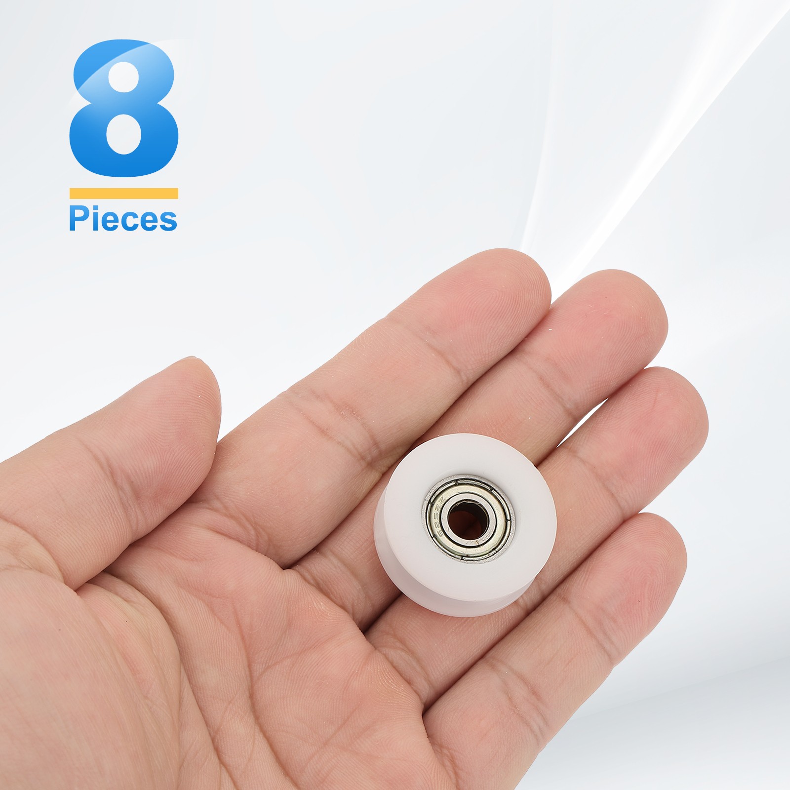 8 Pcs White Groove Nylon Plastic Guide Bearing 6x27x9mm Pulley Roller