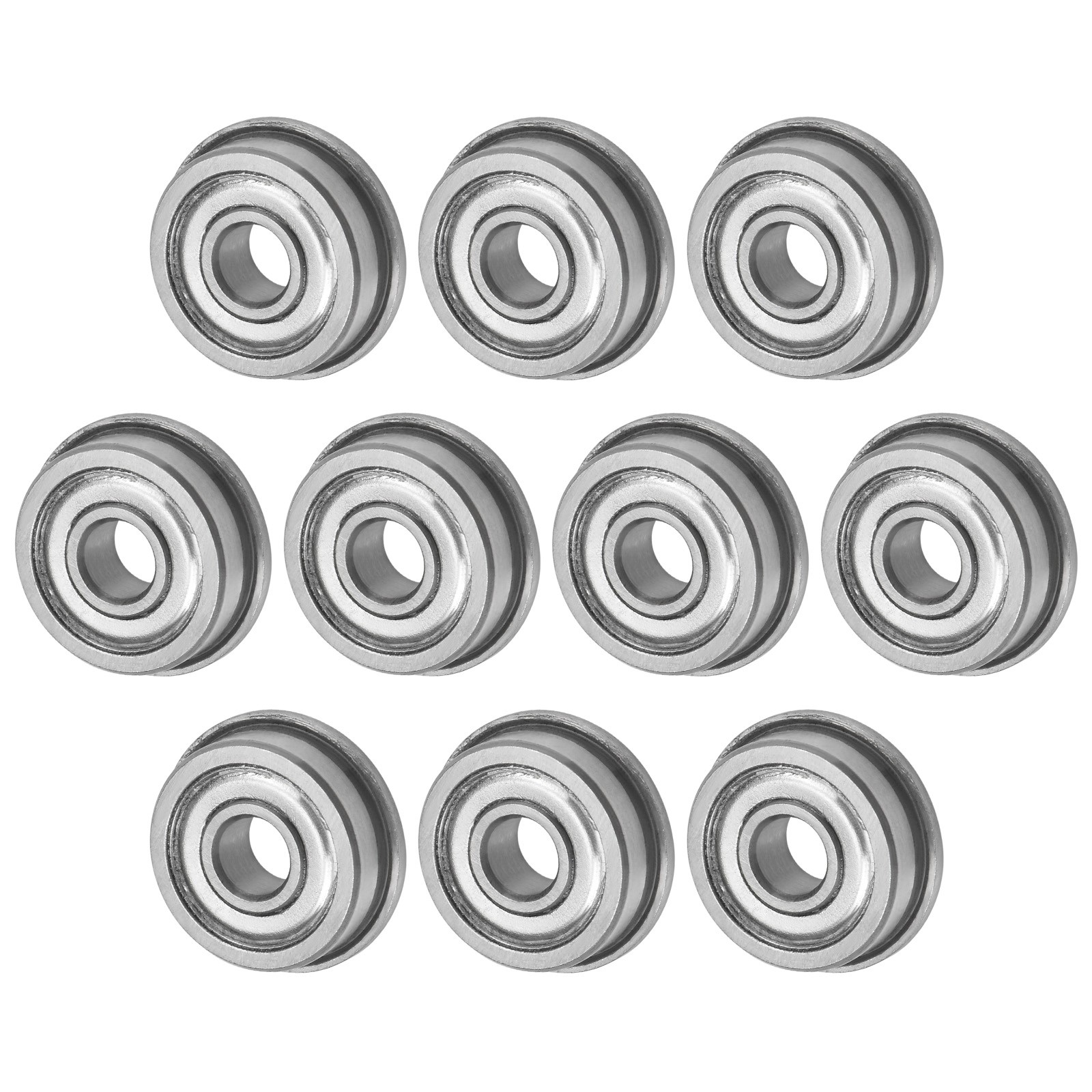 10-Pack F604ZZ Flanged Ball Bearing, 4x12x4mm Metal Sealed Chrome Steel