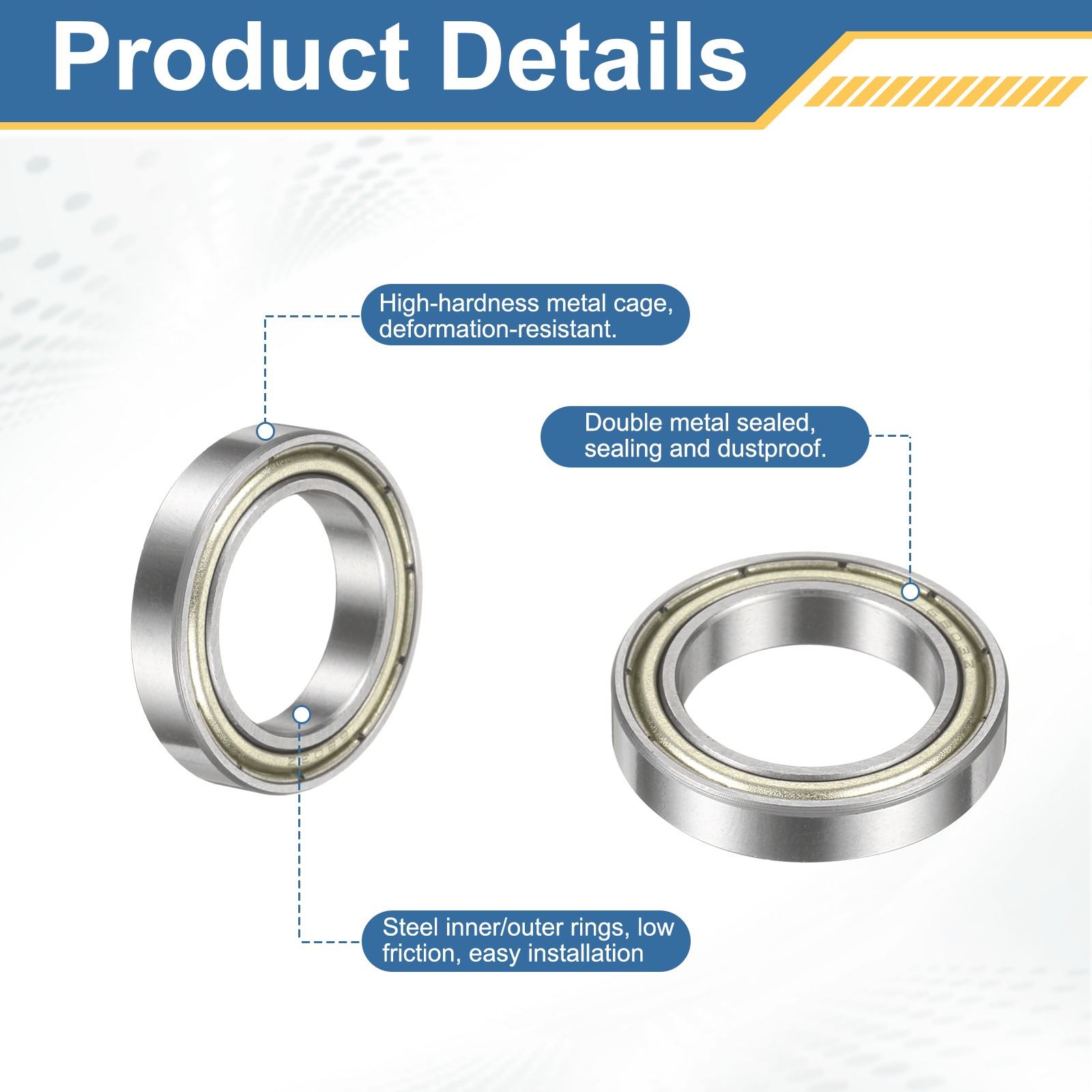 20Pcs 6803-ZZ Deep Groove Bearing, 17x26x5mm Metal Double Sealed Bearing