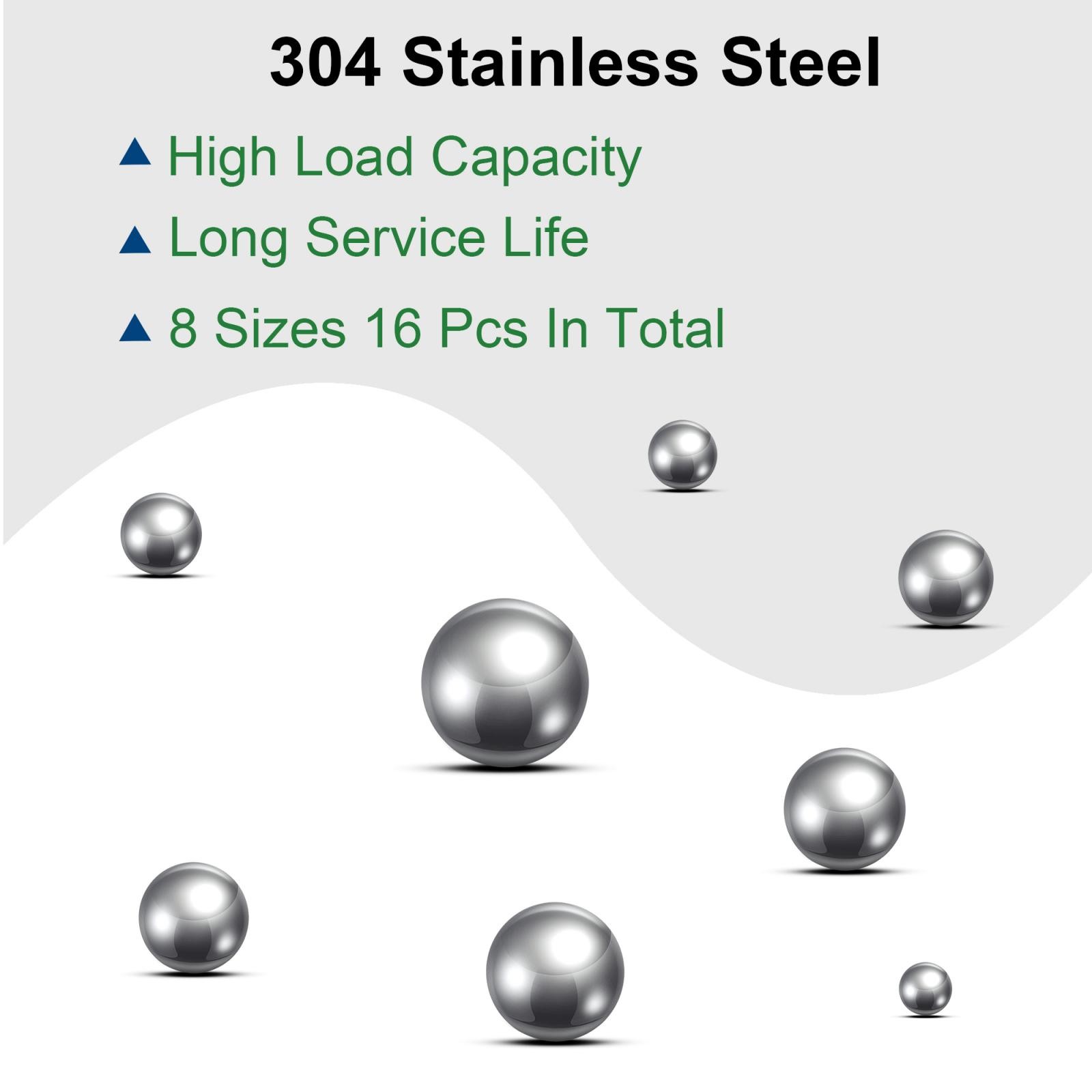 16pcs Bearing Balls Stainless Steel 3/8″ 7/16″ 1/2″ 9/16″ 5/8″ 3/4″ 7/8″ 1″