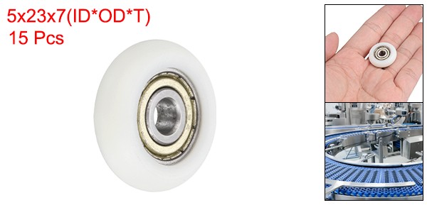 15 Pcs White 625Z Nylon Plastic Guide Bearing 5x23x7mm Pulley Roller