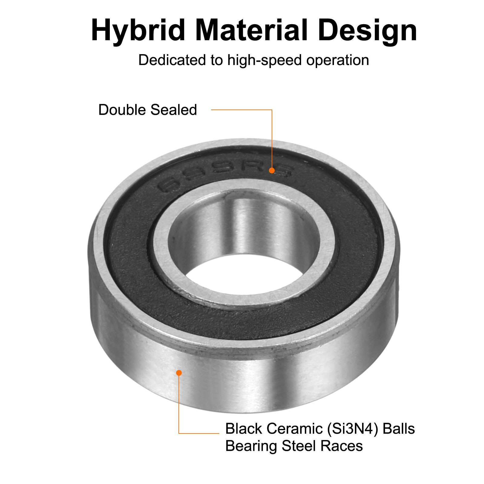 699-2RS Hybrid Ceramic Deep Groove Ball Bearings 9x20x6mm(ABEC5)