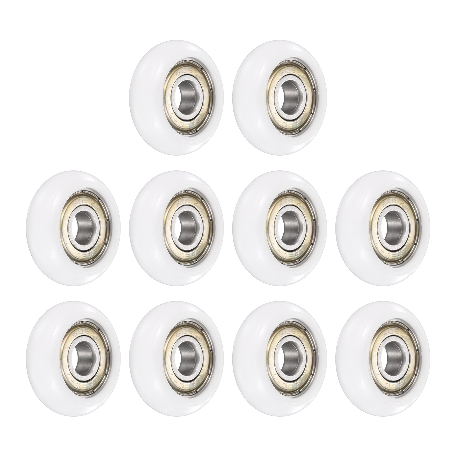 10Pcs 8x30x10mm Metal Shielded (GCr15) Chrome Steel Bearing+POM Guide, White