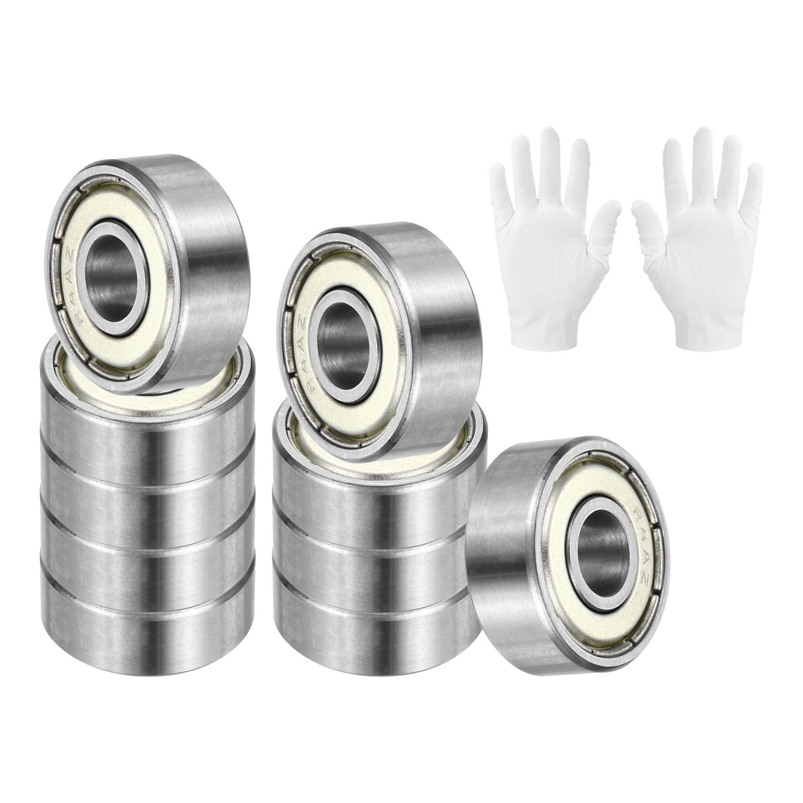 10Pcs R4AZZ 1/4″ ID x 3/4″ OD x 9/32″ Height Ball Bearings with Gloves, Silver