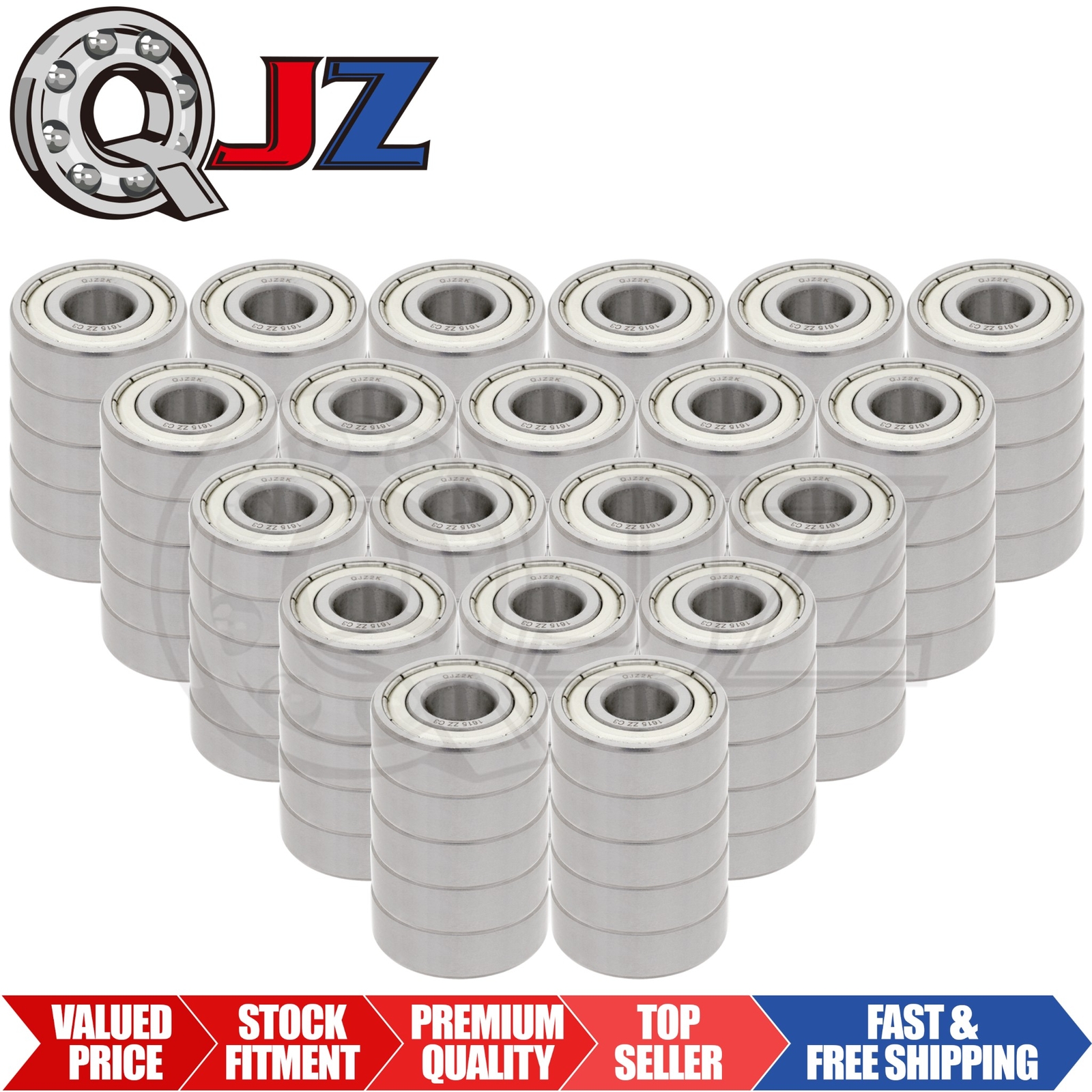 [Qty.100] New 1615-ZZ Deep Groove Radial Bearing [11.112mm x 28.575mm x 9.525mm]