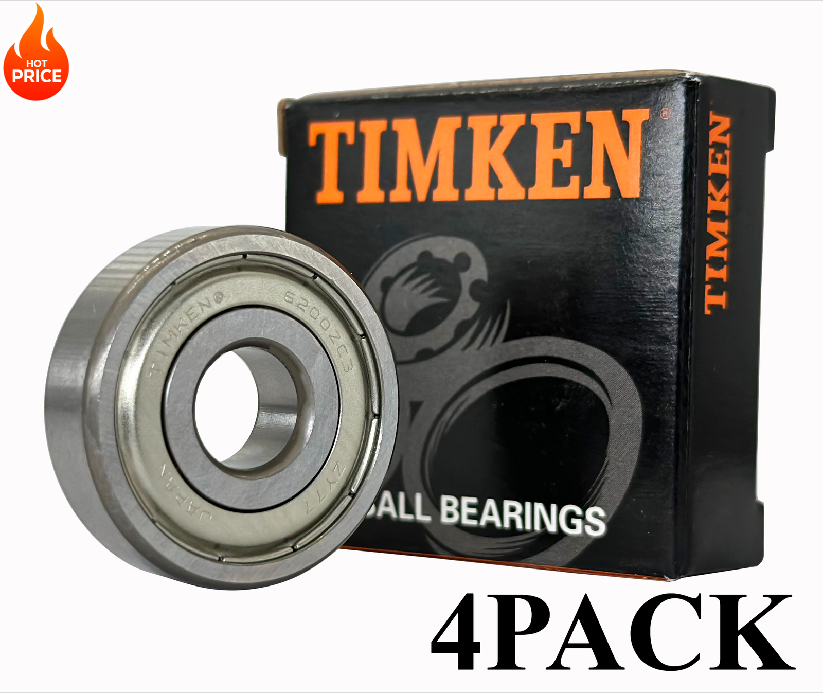 4PCS TIMKEN 6200-ZZ C3 10X30X9mm Made In Japan Double Metal Seal Ball Bearings
