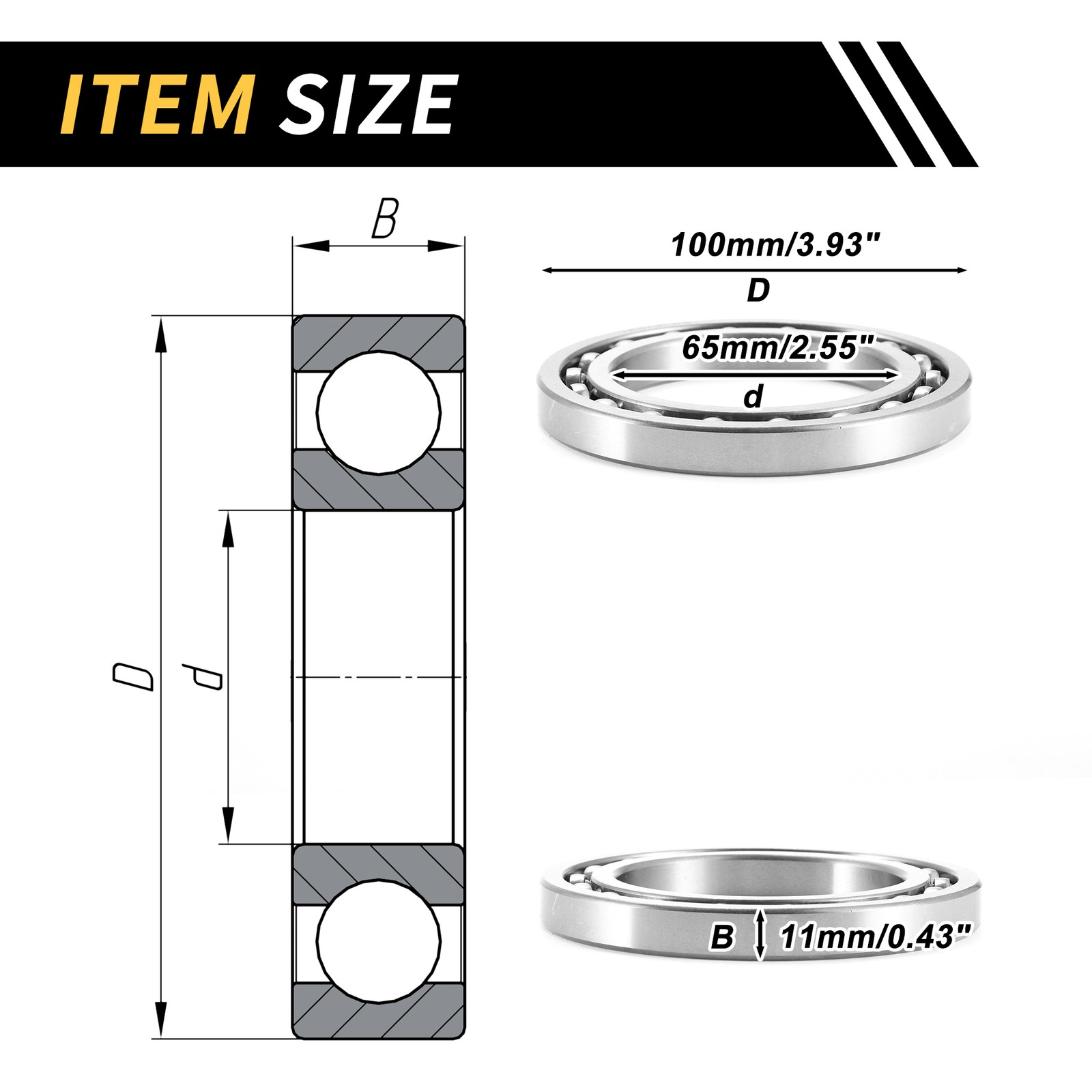 16013 Deep Groove Ball Bearings 65x100x11mm 1 Pcs Scooter Skateboard Wheel