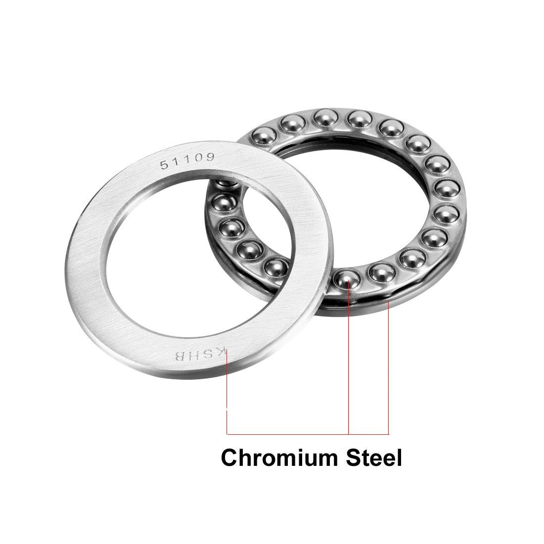 uxcell 51109 Thrust Ball Bearings 45mm x 65mm x 14mm Chrome Steel ABEC3 Single R