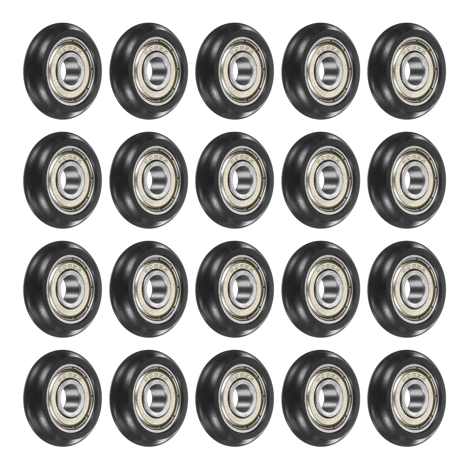 20Pcs 8x30x8.5mm Metal Shielded (GCr15) Chrome Steel Bearing+POM Guide, Black