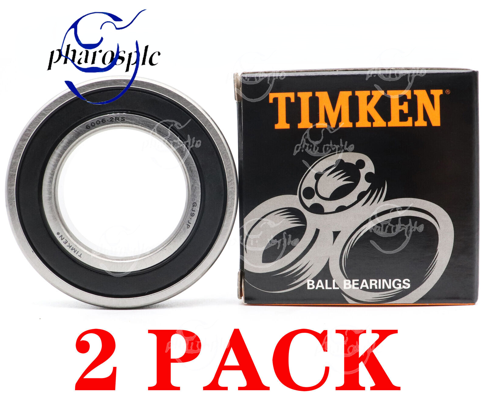 （2 PACK） TIMKEN 6006-2RS 30X55X13MM Double Rubber Seal Ball Bearings
