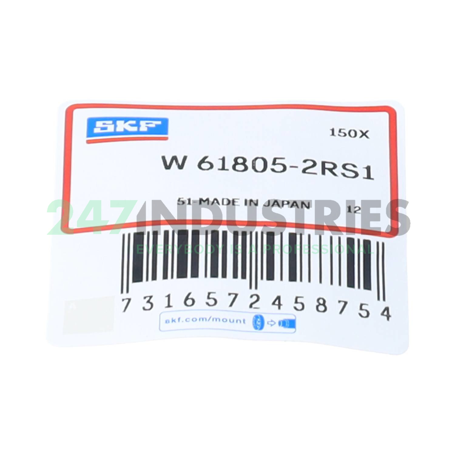 W61805-2RS1 SKF 25 x 37 x 7 mm DEEP GR. BALL SINGLE ROW, SS