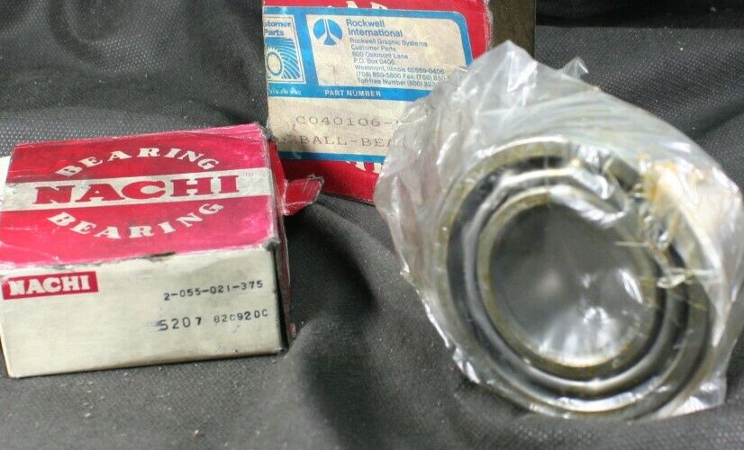 Two (2) Nachi 5207 82092DC Angular Contact Bearings 35MM ID New