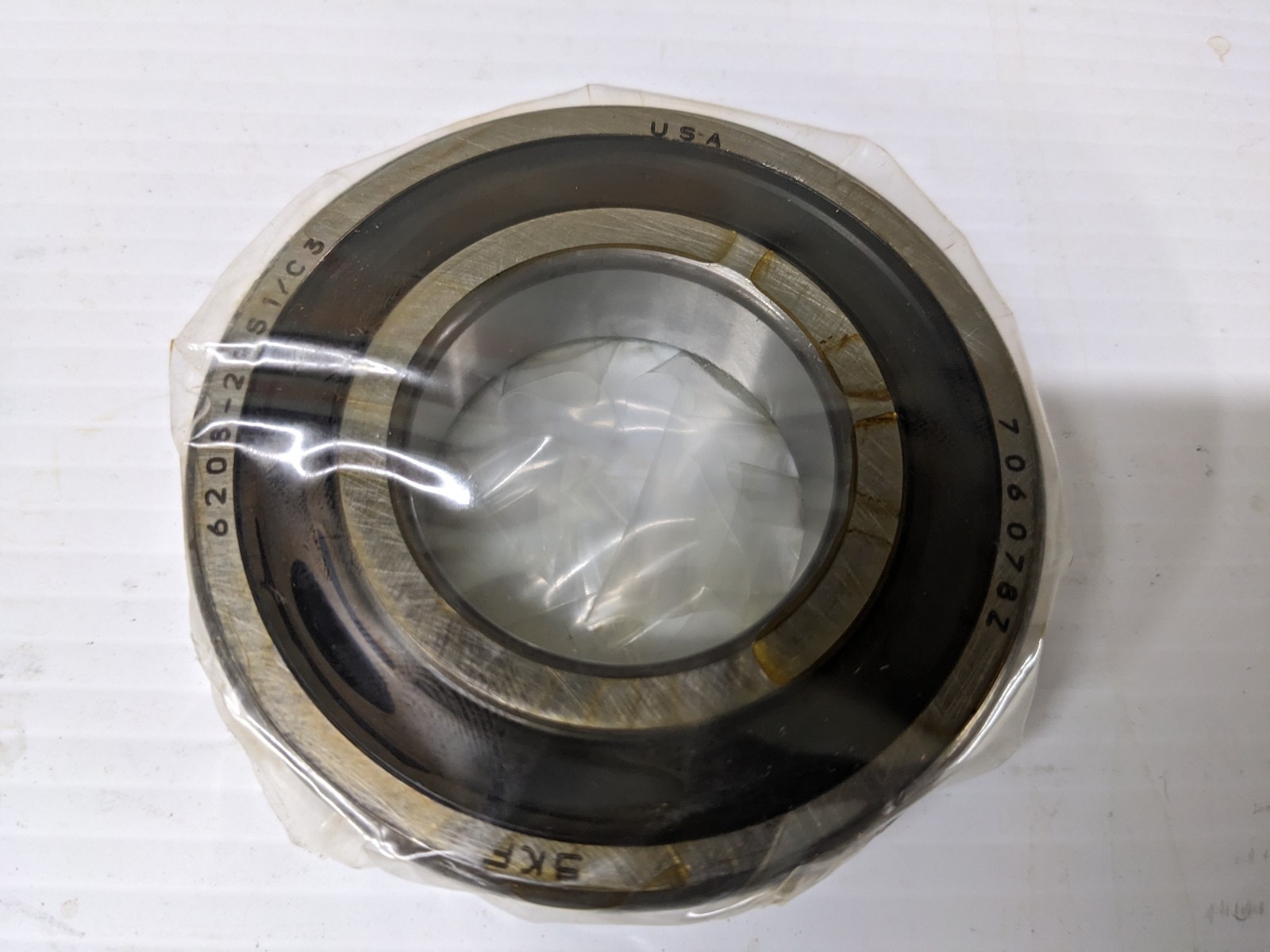 SKF 6208 2RS1 C3 ball bearing, made in USA.