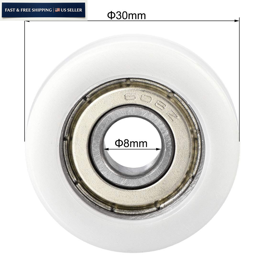 uxcell 608ZZ Ball Bearing Guide Pulley Roller Round Wheel 8x30x10mm