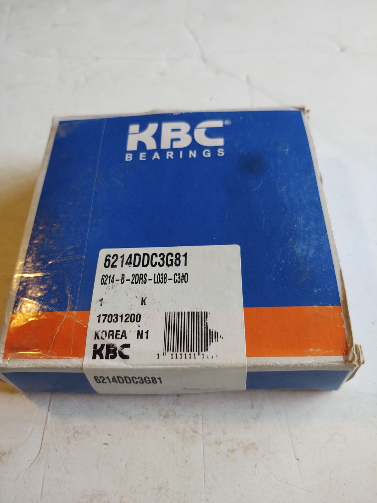 KBC # 6214DDC3G81 BALL BEARING. (RUBBER SEAL BOTH SIDES).