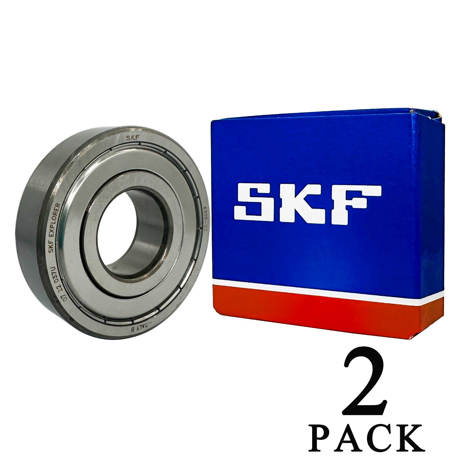 2PACK SKF 6305-2Z 25X62X17MM Double Metal Seal Ball Bearings 6305ZZ