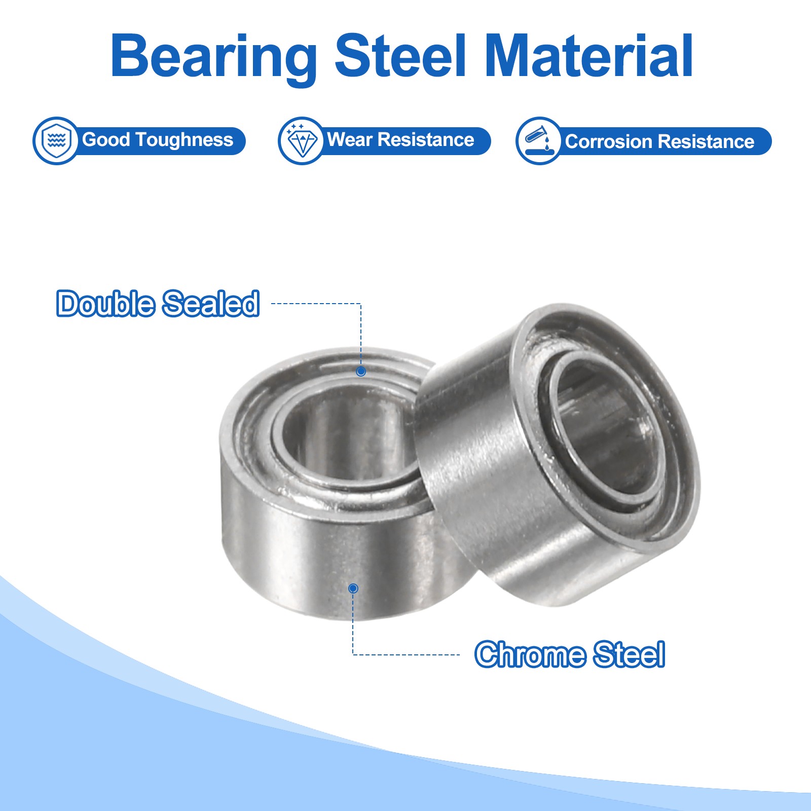 2pcs R133ZZ 3/32″ ID x 3/16″ OD x 3/32″ Height Z1 Ball Bearings, Silver Tone