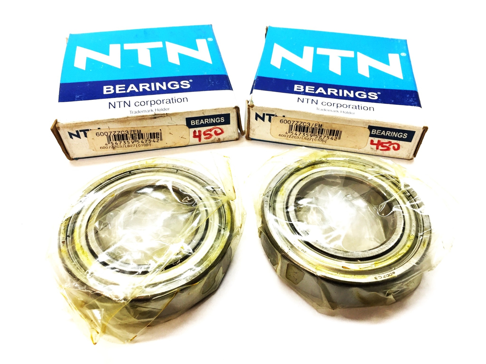 NTN Sealed Roller Ball Bearing 6007ZZC3/EM [Lot of 2] NOS