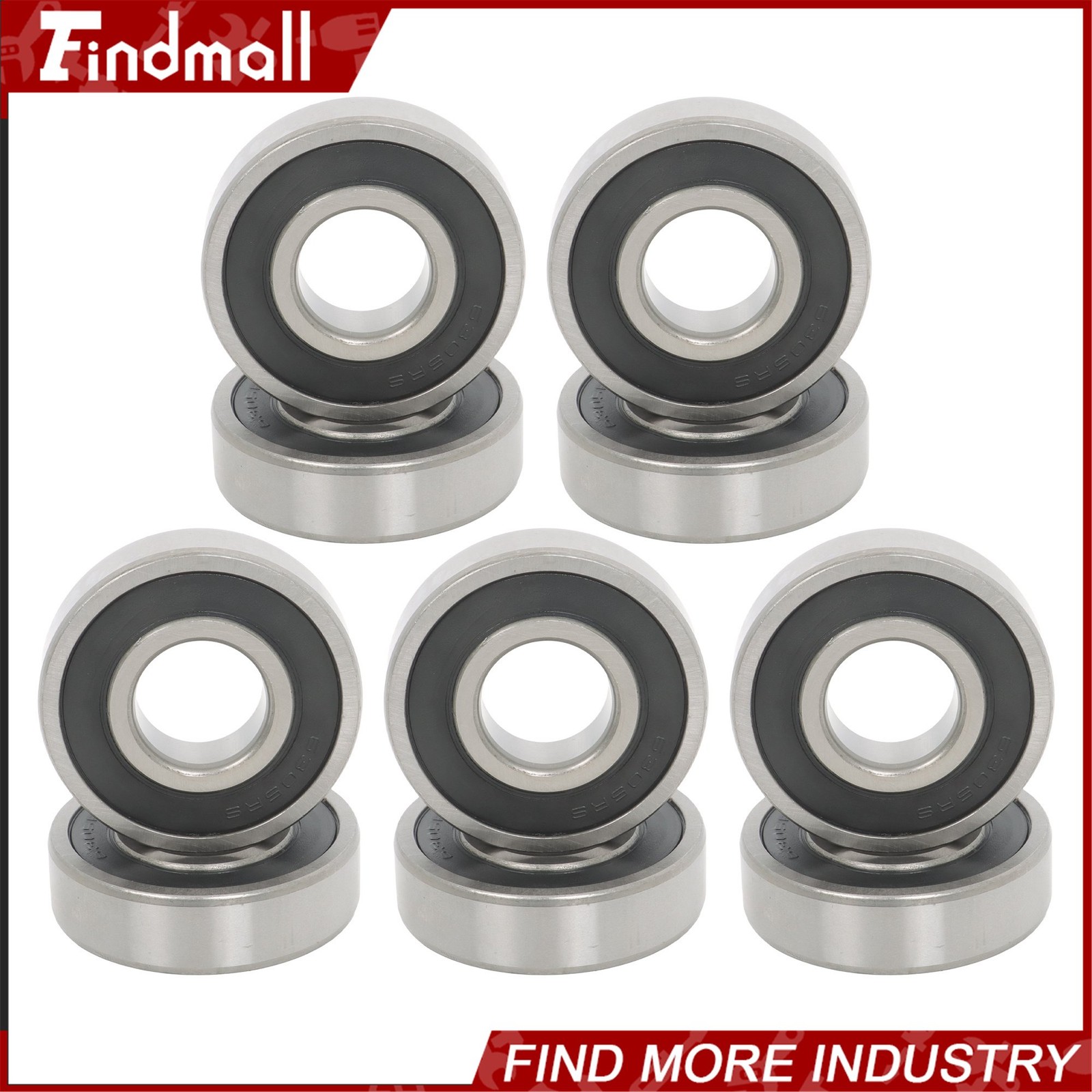 Findmall 6305-2RS C3 Ball Bearing 25x62x17mm 10 Pcs Premium Rubber Sealed