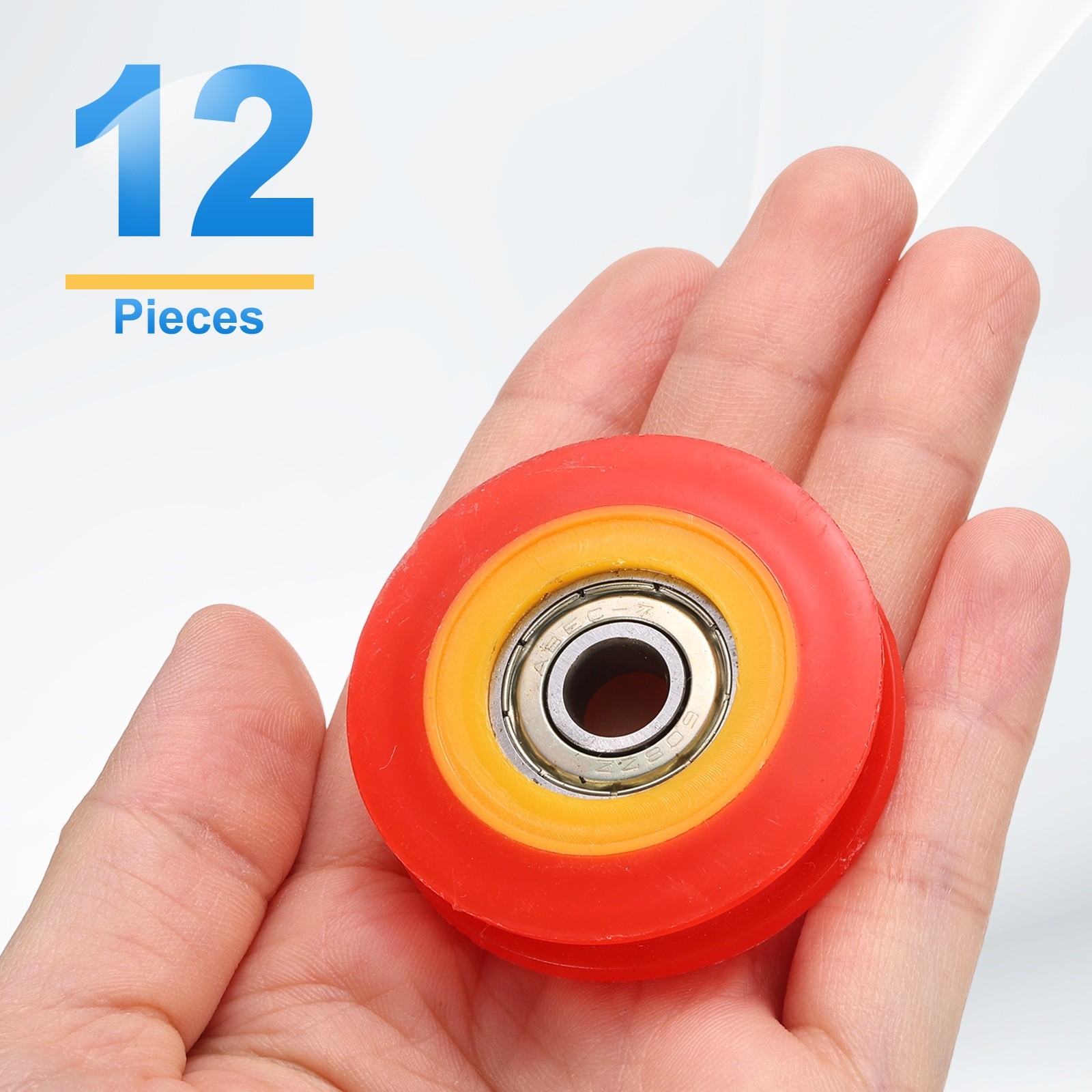 12 Pcs Red U Type Groove Plastic Guide Bearing 8x45x11mm Pulley Roller