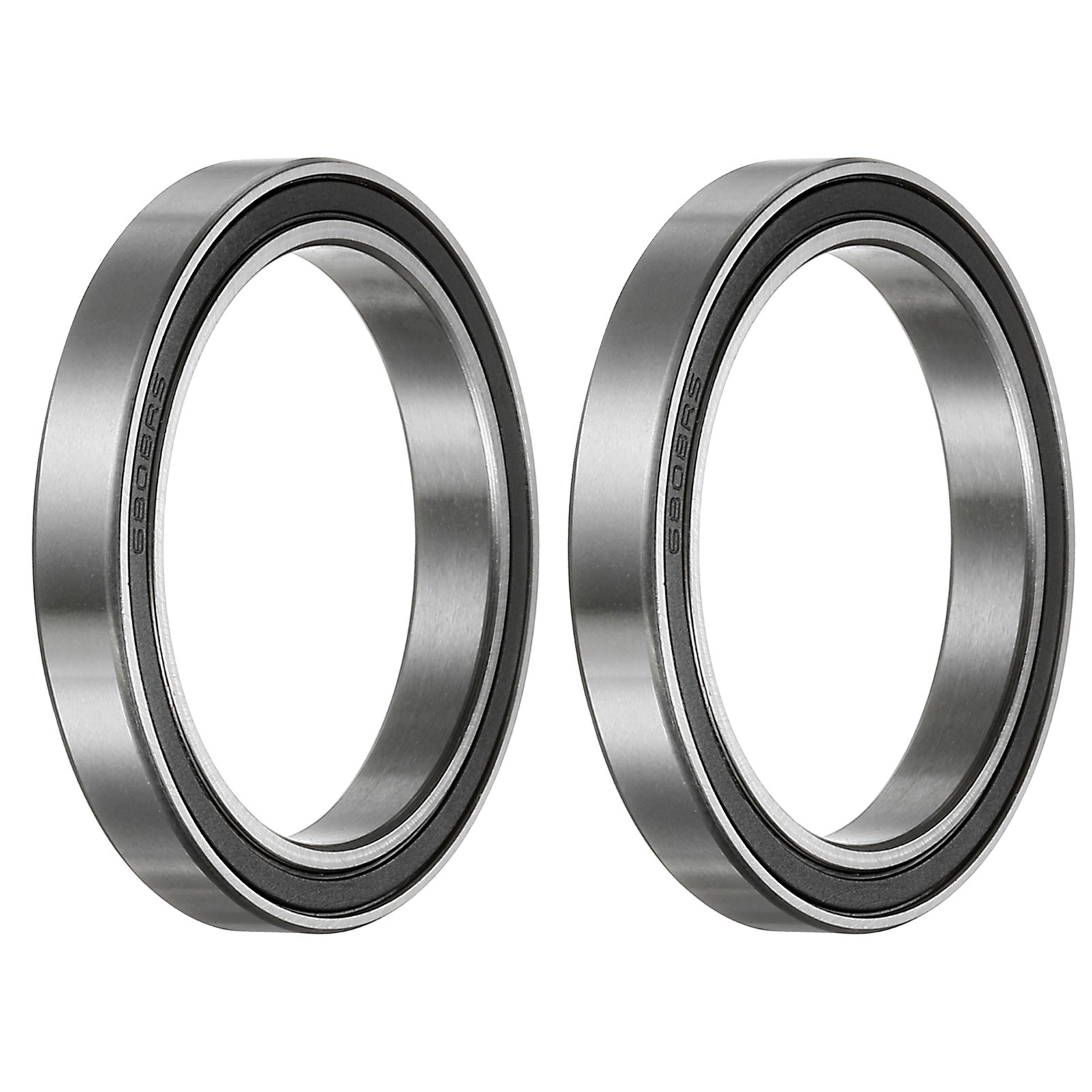 2pcs 6808-2RS Deep Groove Ball Bearings – [40mm Bore x 52mm OD x 7mm Thick]