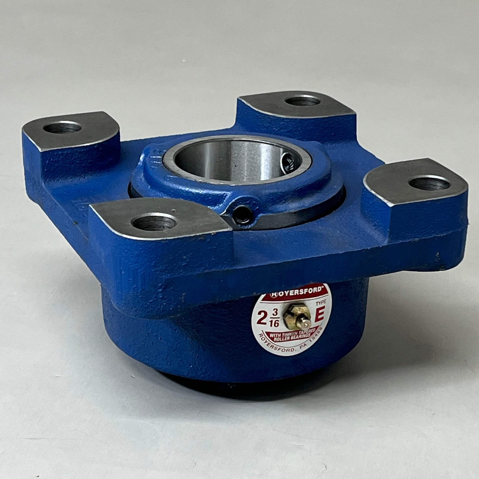 ROYERSFORD Type E Bearing 2 3/16 Square Flange 4-Bolt Tapered Rollers 20-05-0203