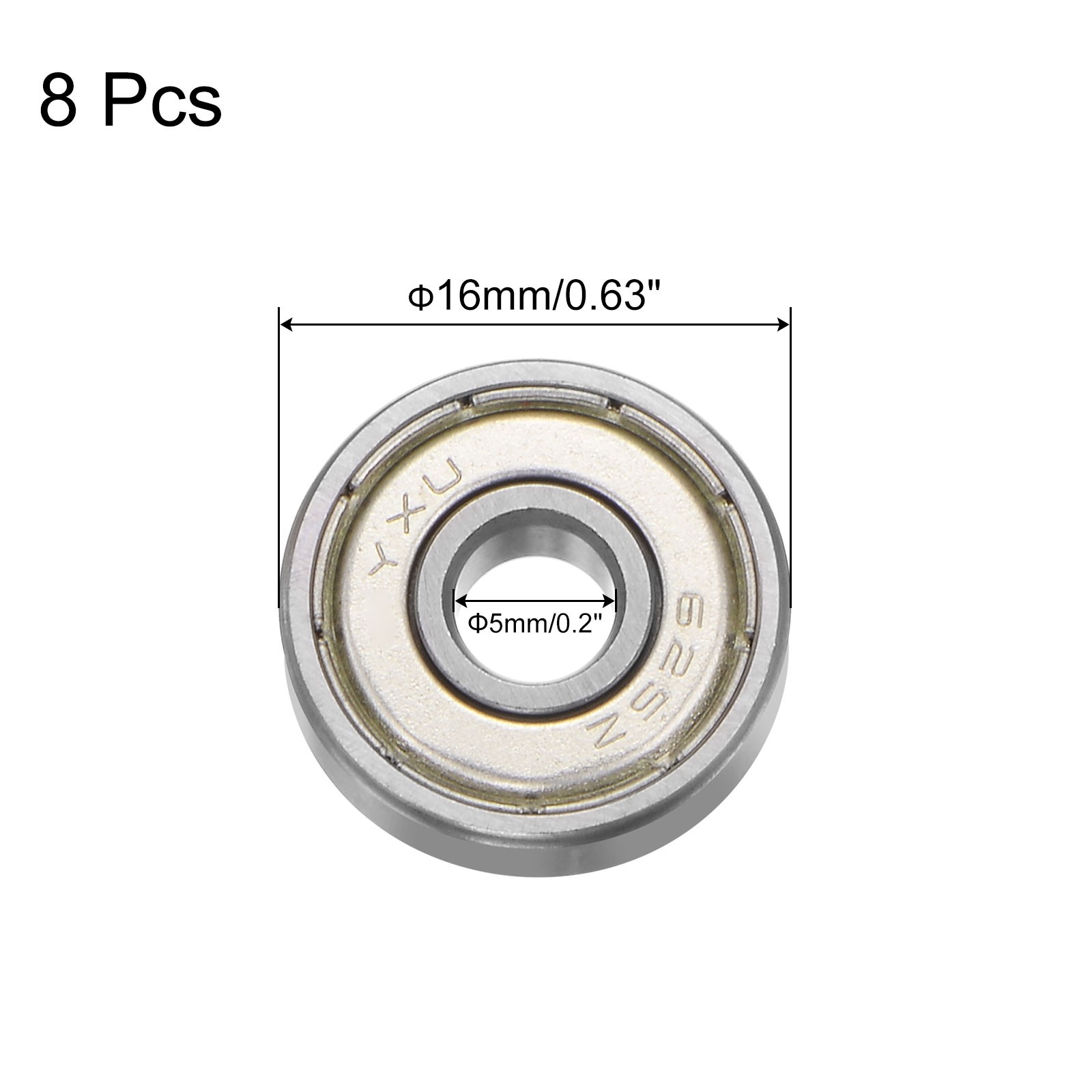 8pcs 625ZZ Deep Groove Ball Bearings Chrome Steel Z2 Bearing 5 x 16 x 5mm