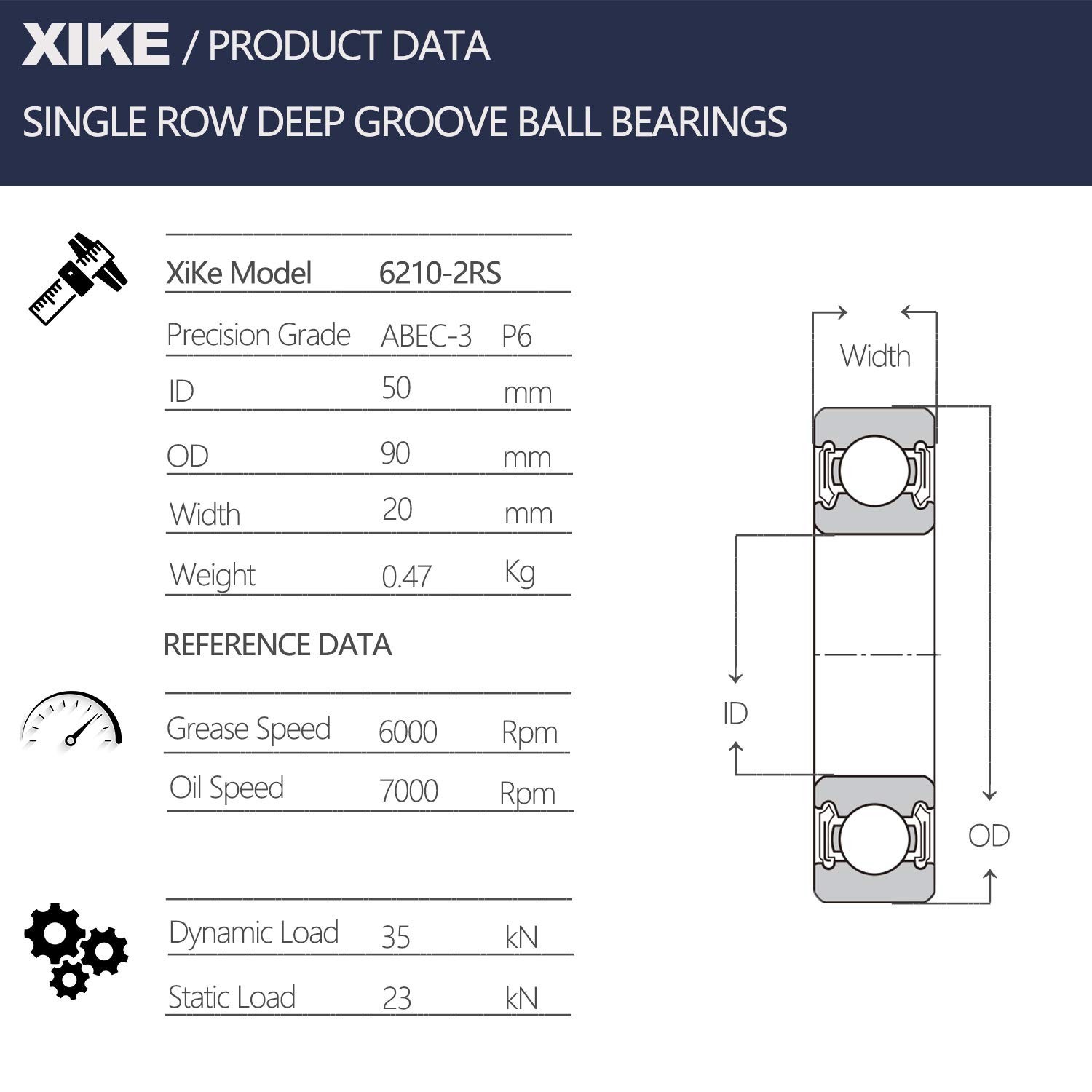 High Load Capacity Deep Groove Ball Bearings 50x90x20mm for Precision Operation
