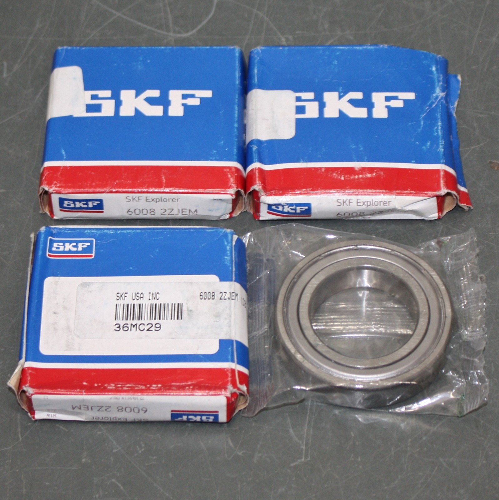 (4) SKF Radial Ball Bearing 6008 2Z JEM, 40mm ID x 68mm OD x 15mm, 100Cr6, GJN