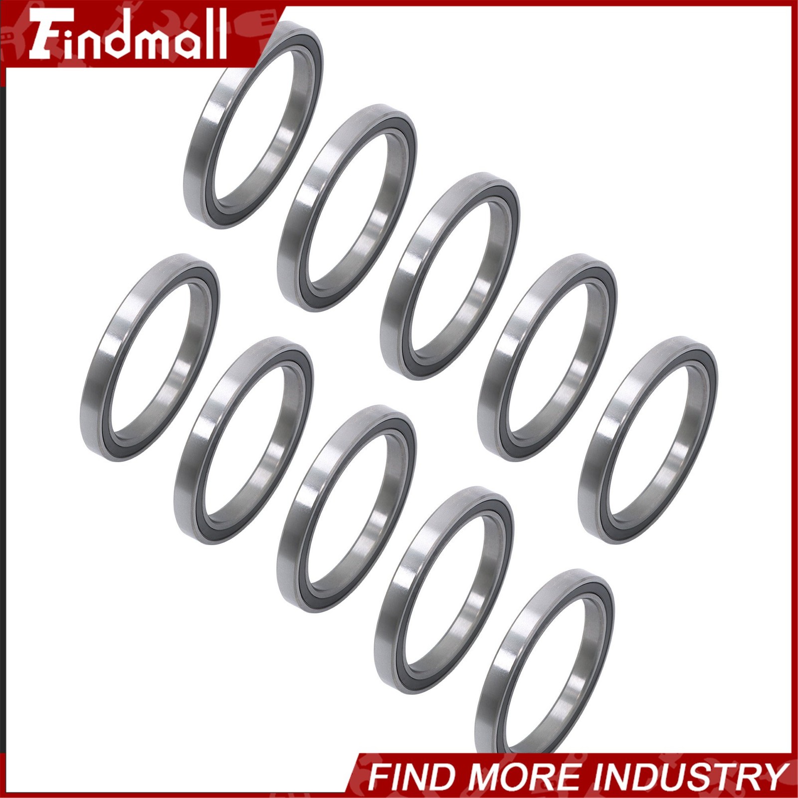 Findmall 10pcs 6810-2RS Ball Bearings 50x65x7mm Double Sealed Pre-Lubricated
