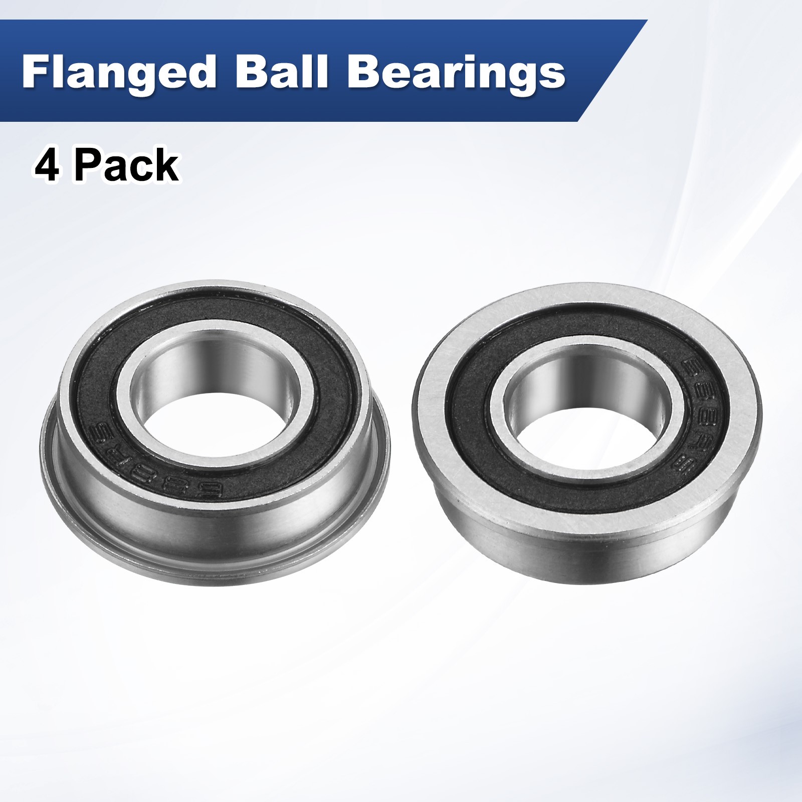 4-Pack F688-2RS Flanged Ball Bearing, 8mm x 16mm x 5mm Rubber Sealed