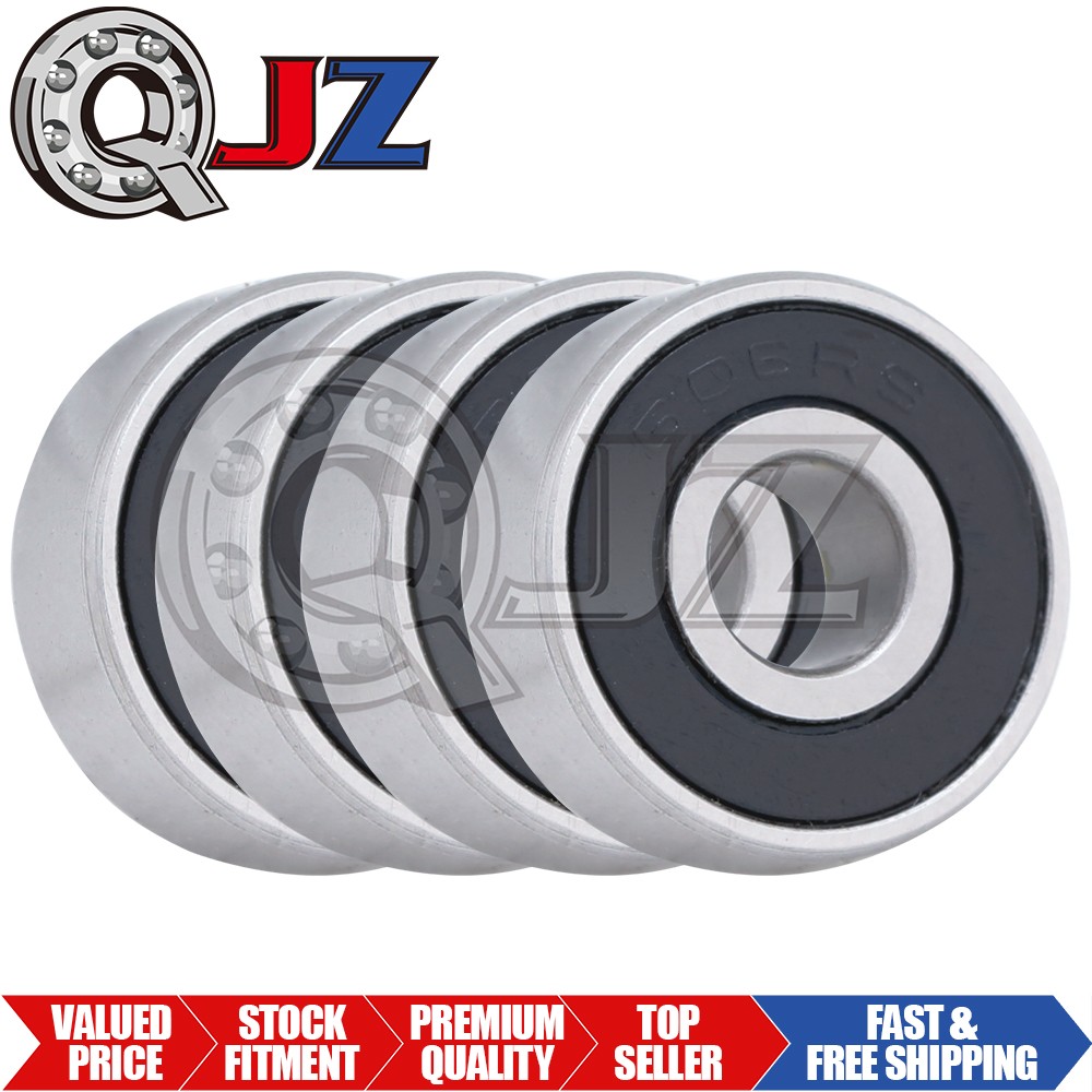 [Qty.4] 606-2RS Miniature Ball Bearing [6 mm ID x 17 mm OD x 6 mm W]