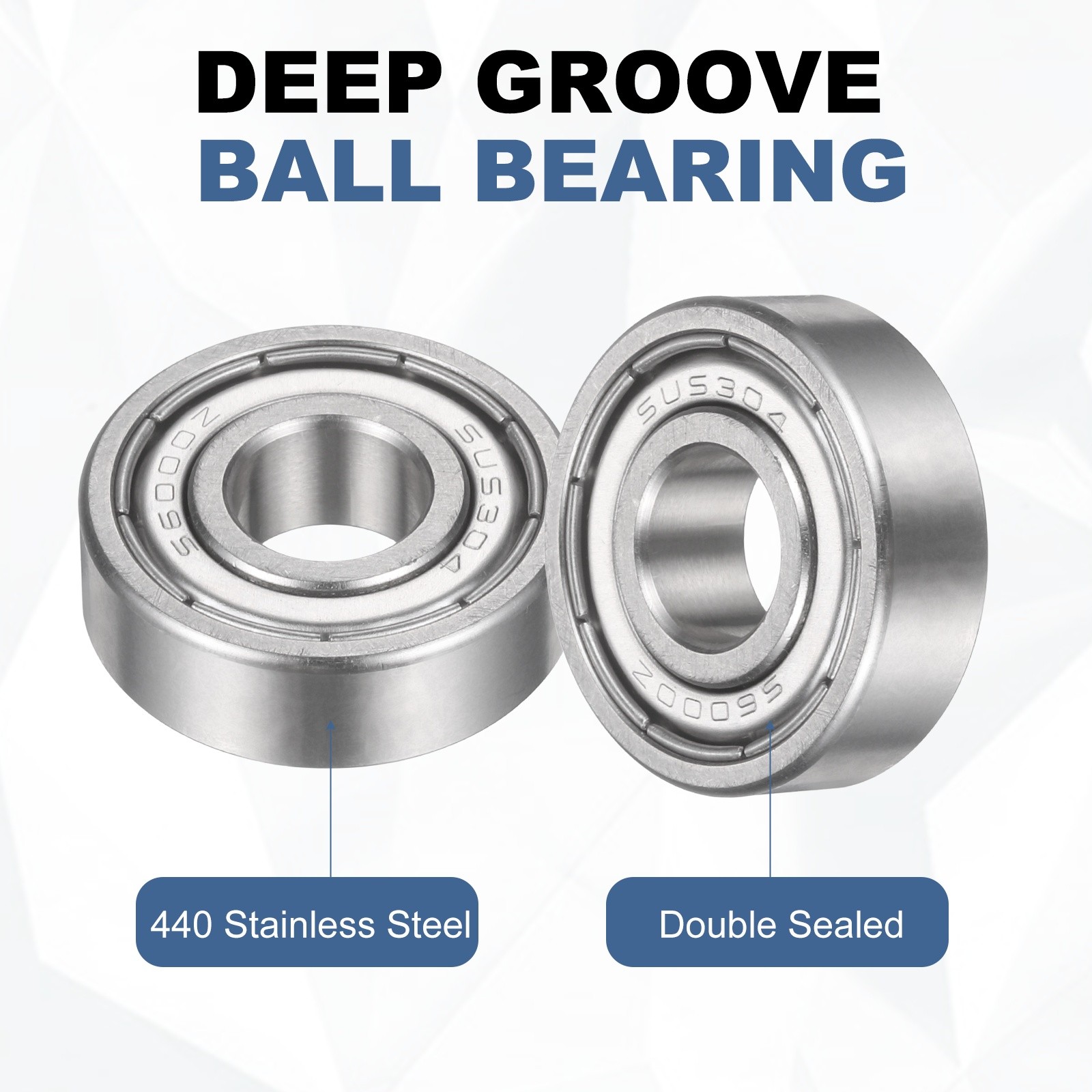 2Pcs S6000ZZ Deep Groove Ball Bearing, 10x26x8mm Double Shielded Ball Bearings