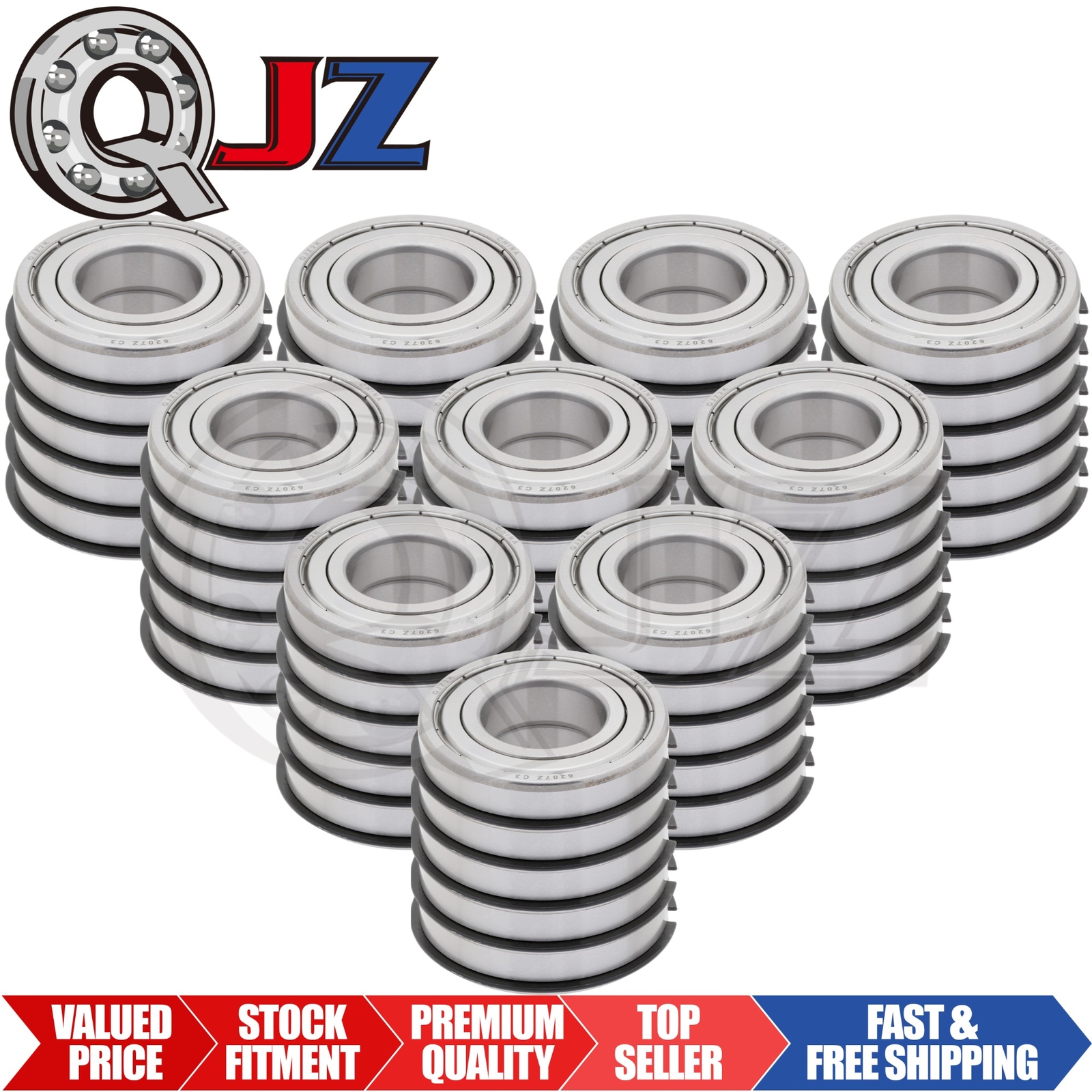 [Qty.50] 6207-ZZ-NR Deep Groove Ball Bearing w/Snap Ring [35mm x 72mm x 17mm]