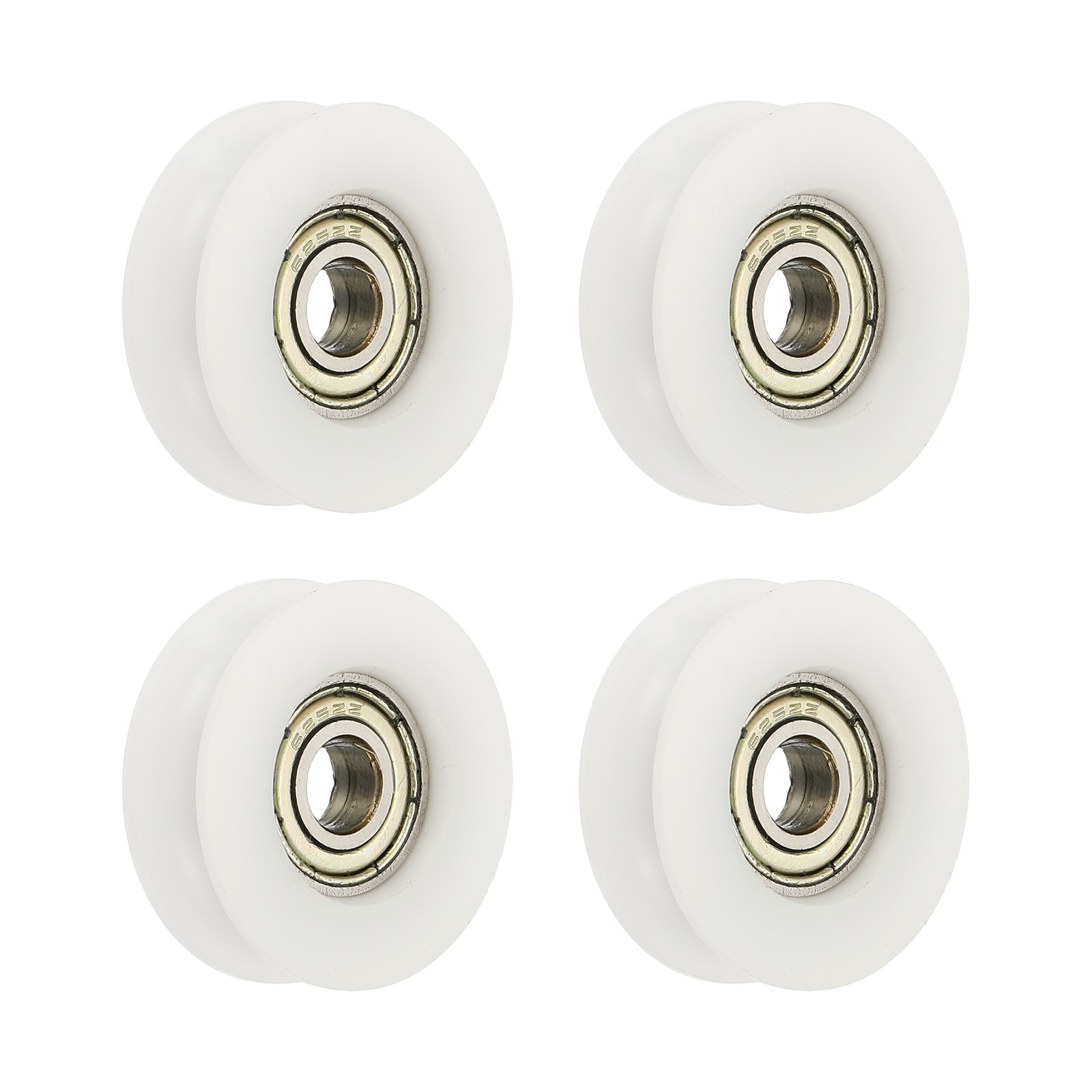 4Pcs Groove Nylon Plastic Guide Bearing 6x27x9mm Pulley Roller (White)