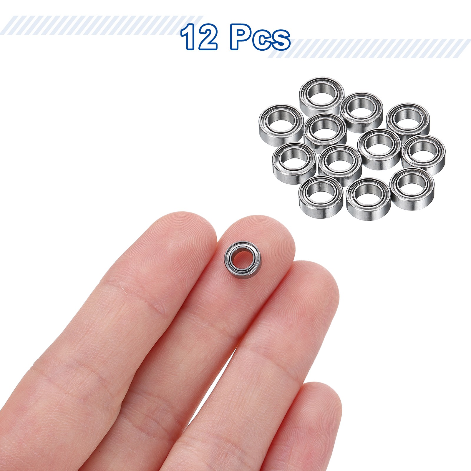 12Pcs MR74ZZ Deep Groove Ball Bearings 4mm ID 7mm OD 2.5mm Width Bearing