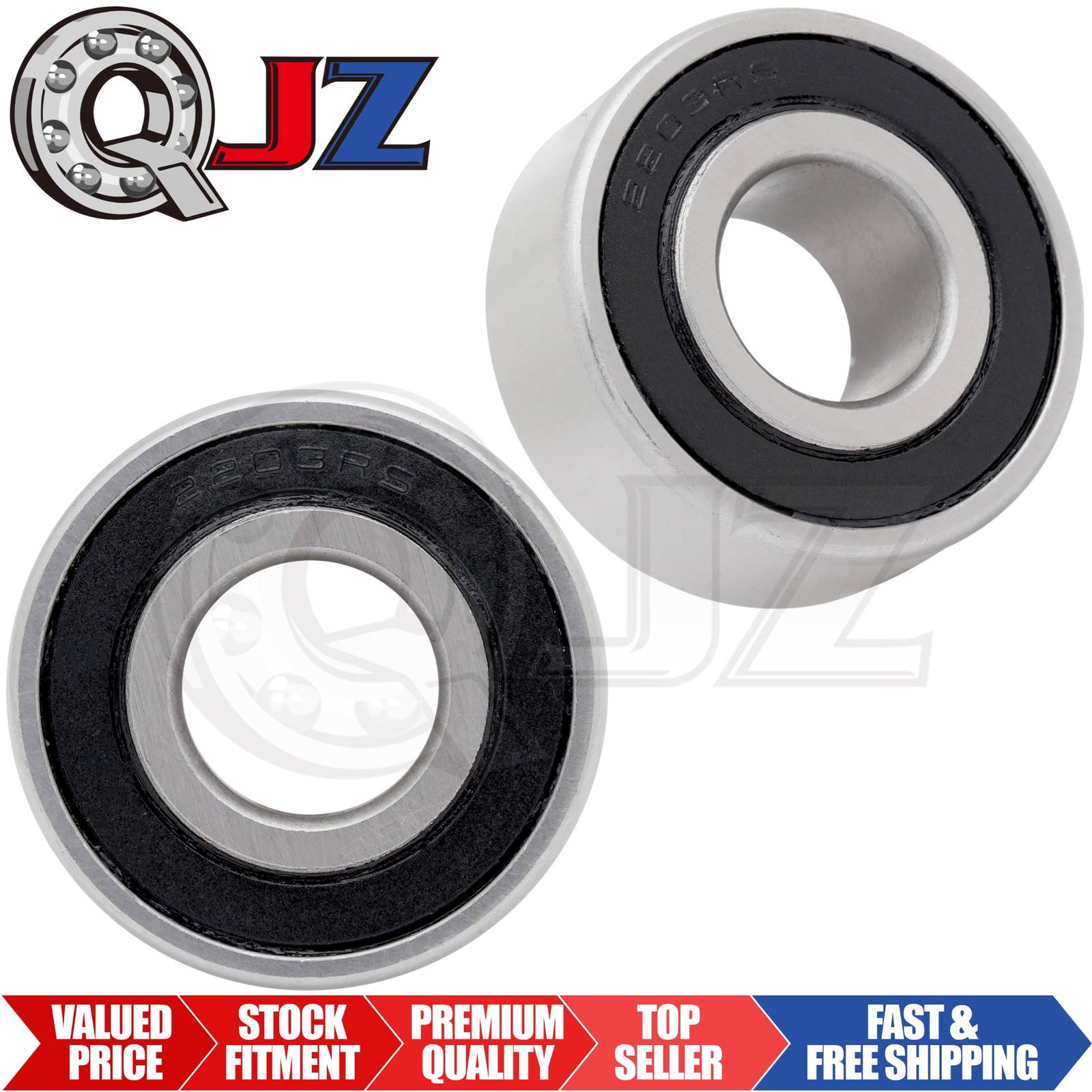 [Qty.2] New 2203-2RS Self-Aligning Ball Bearing [17mm Bore x 40mm OD x 16mm W]