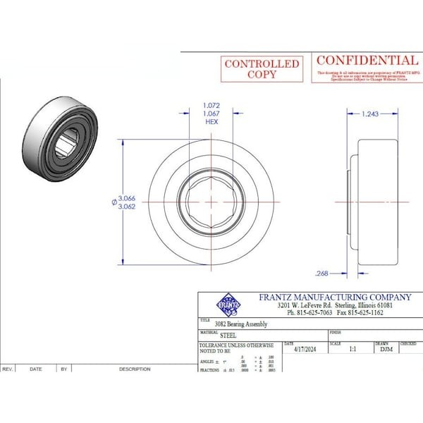 Frantz 3182226123 Conveyor Bearing