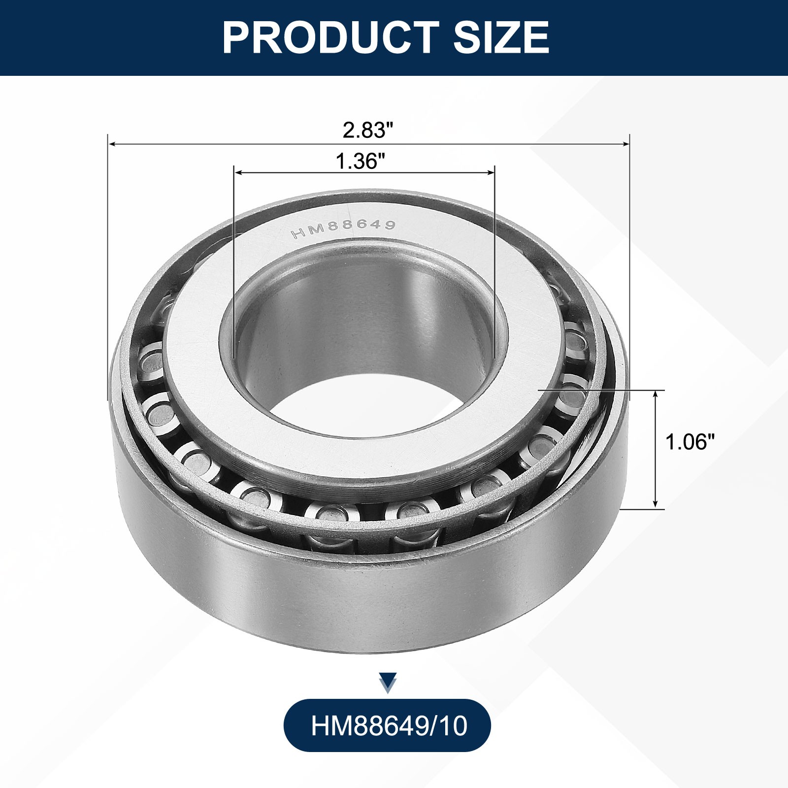 HM88649/10 Tapered Roller Bearing Cone and Cup 1.36″ Bore x 2.83″OD P6