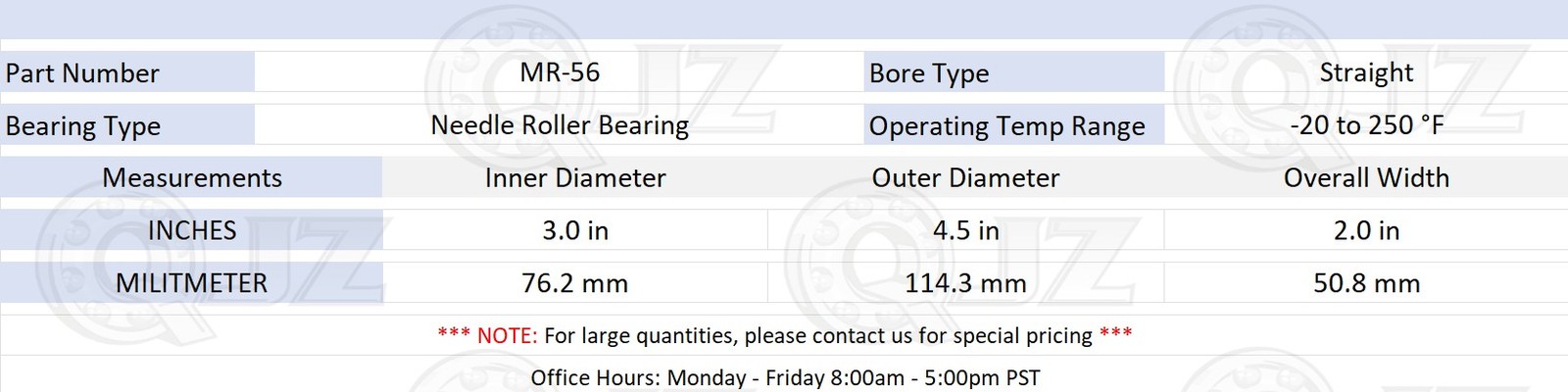 [2-Pack] MR-56 Needle Roller Bearing 3.0″ x 4.5″ x 2″ (IDxODxW)