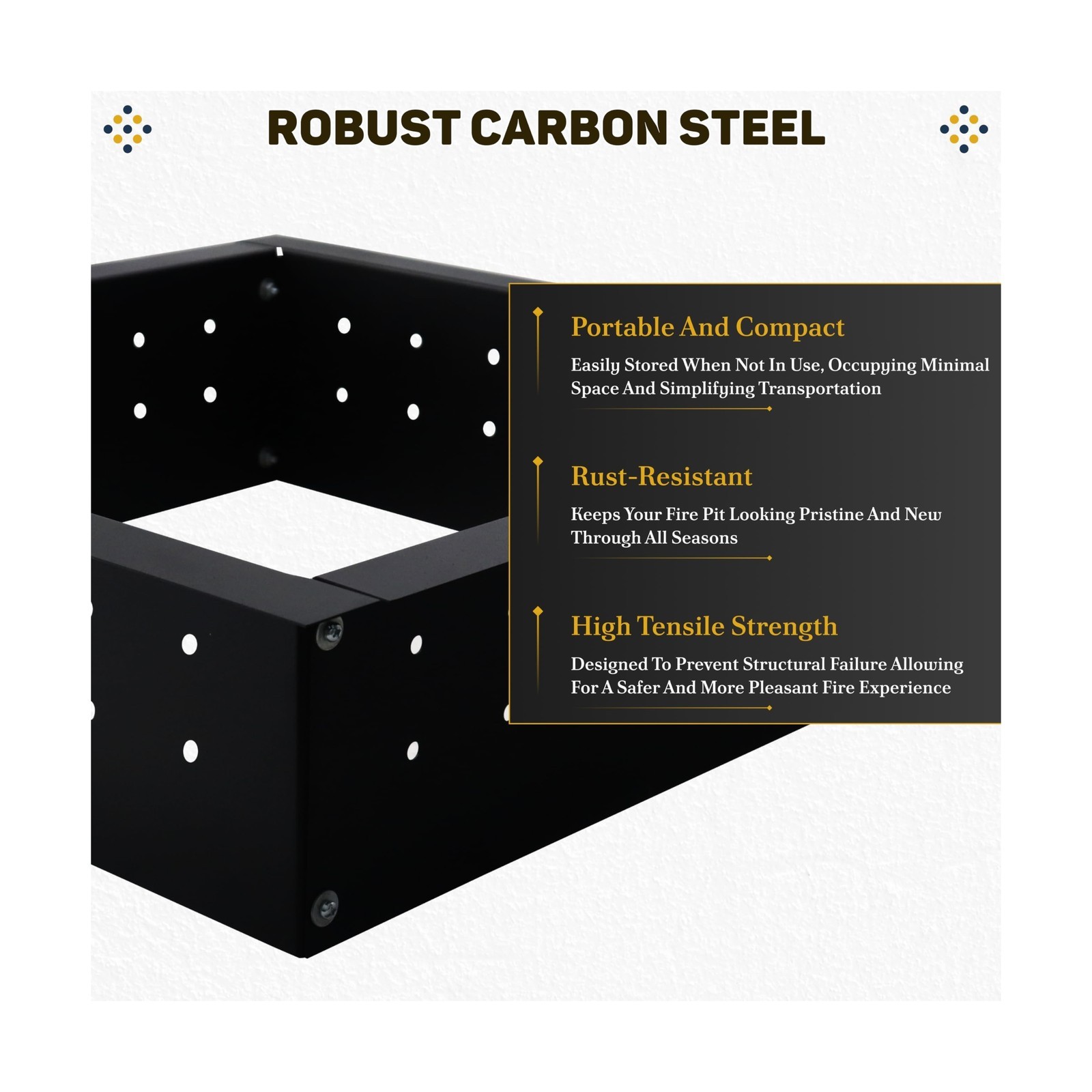 Square Smokeless Fire Pit Insert 29 Inch Carbon Steel Outdoor