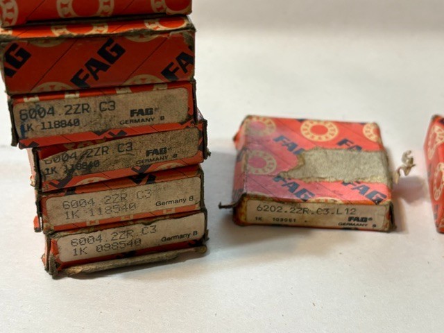 LOT of 6 – FAG Germany 6004-2ZR C3 Bearings, Plus 1 6202-22R, Plus 1 Unmarked