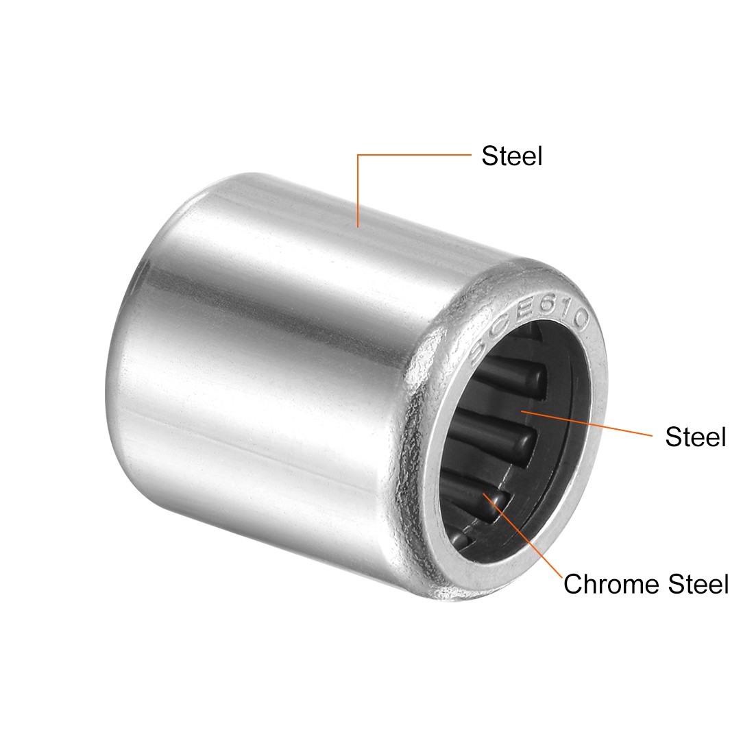 10pcs SCE610 Needle Roller Bearings Chrome Steel Open End 3/8″ x 9/16″ x 5/8″