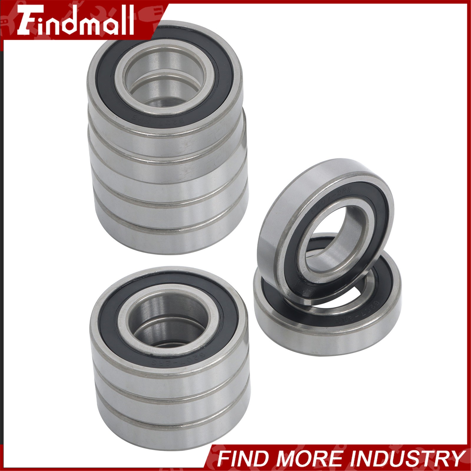 Findmall 6207-2RS Deep Groove Bearings 10pcs 35mm x72mm x17mm Sealed