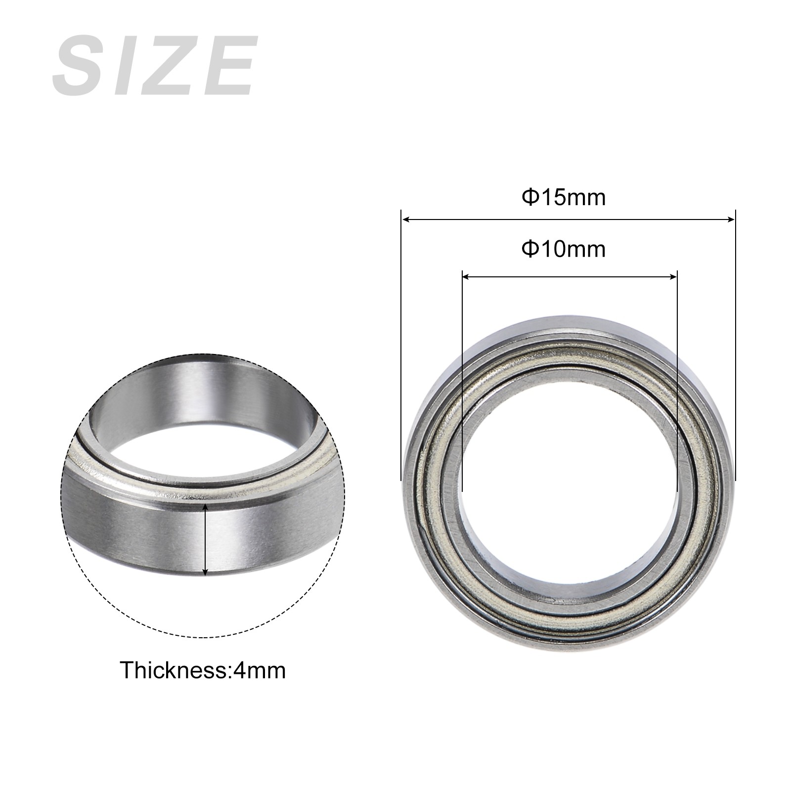 Bearings (6700ZZ, 10mmx15mmx4mm) 10Pcs, Chromium Steel Double Shielded